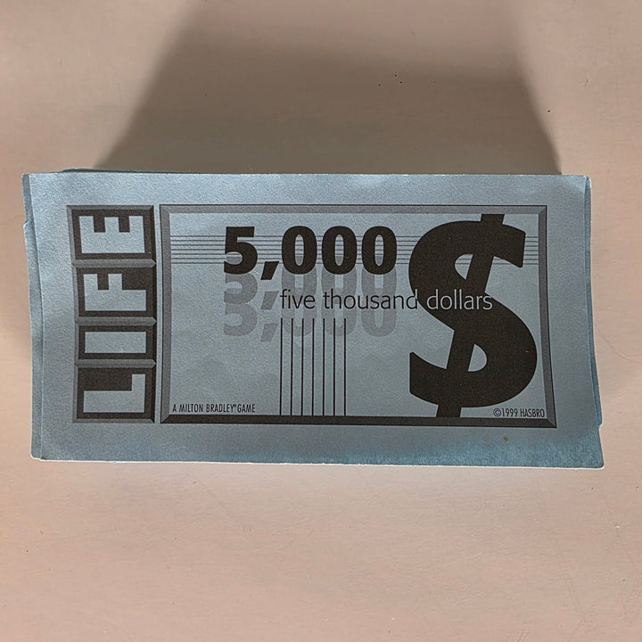 1999 Game of Life Money Replacement pack of 10 - 5000 Blue