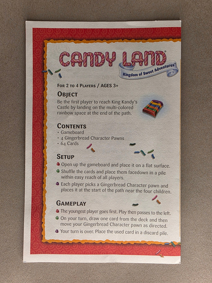 Candy Land Instructions – Replacement Rulebook