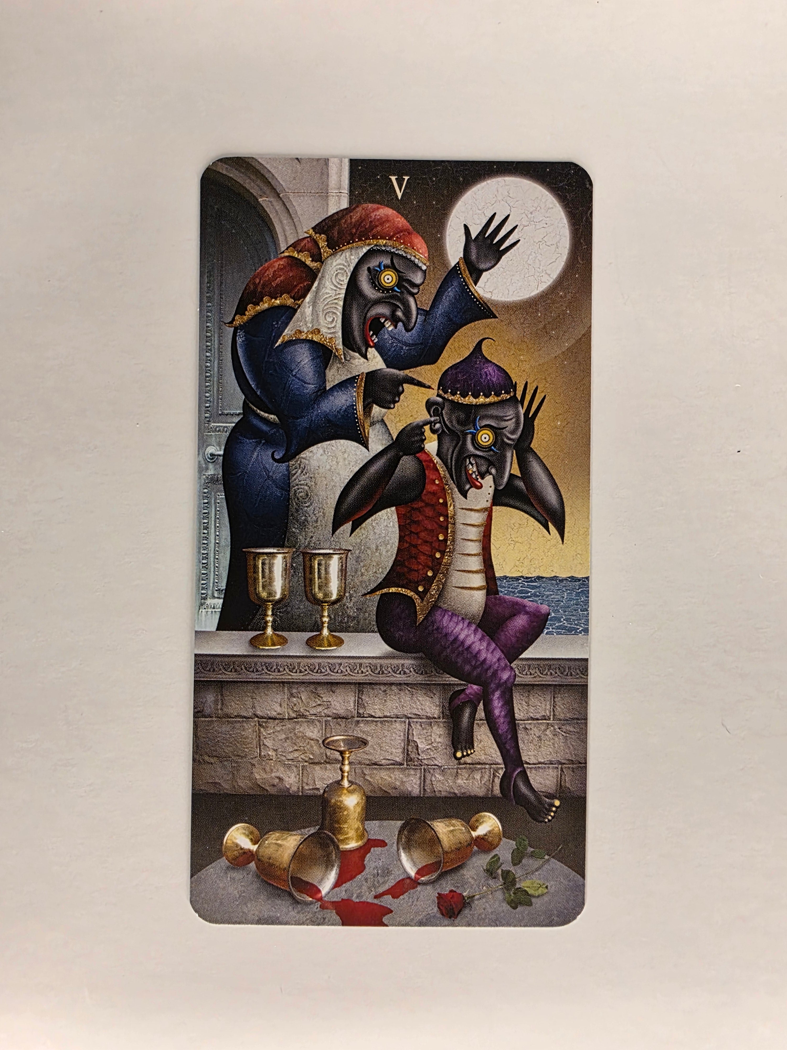 Deviant Moon Tarot Borderless Edition Five of Cups Single Card Replacement