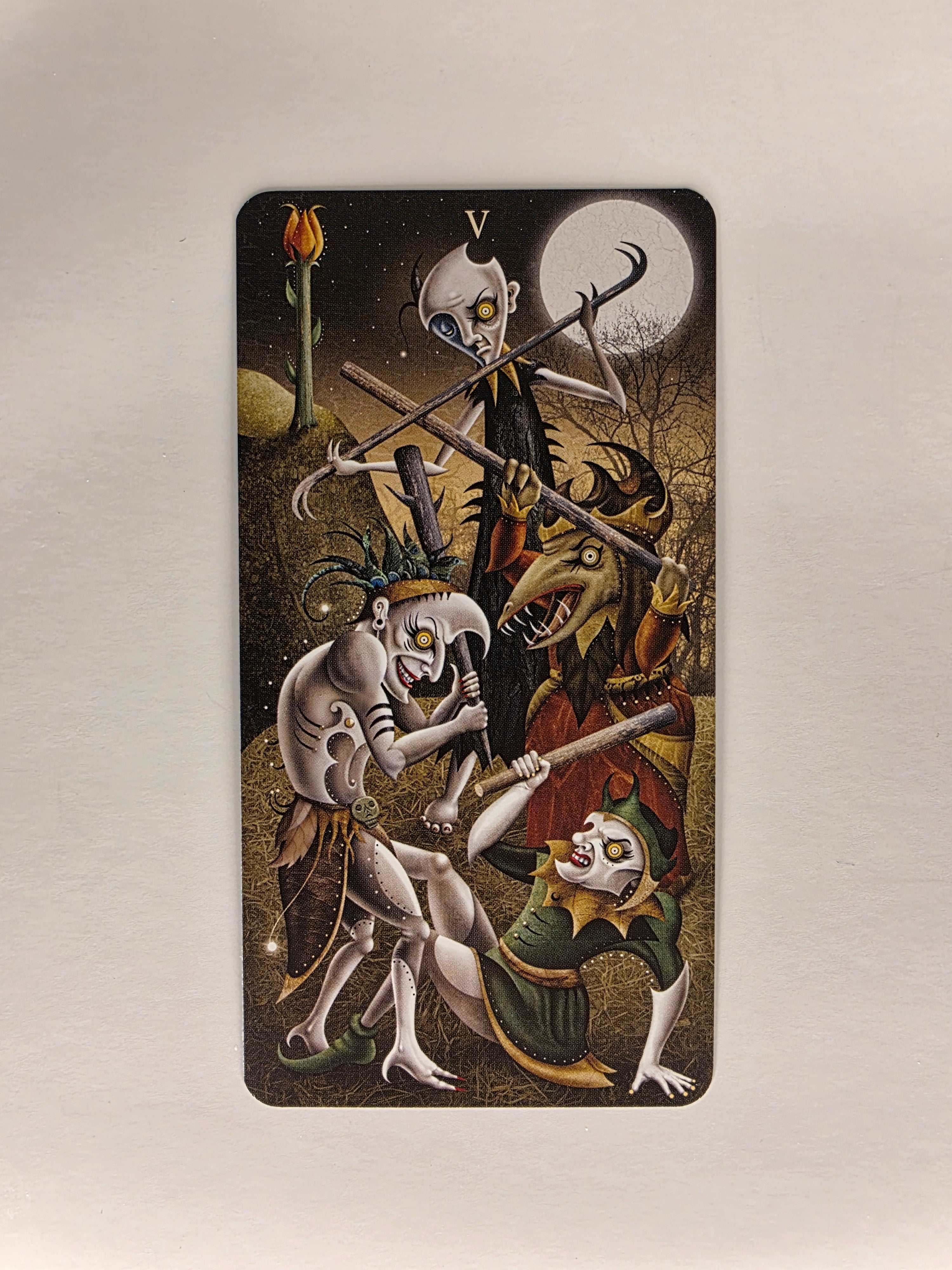 Deviant Moon Tarot Borderless Edition Five of Wands Single Card Replacement