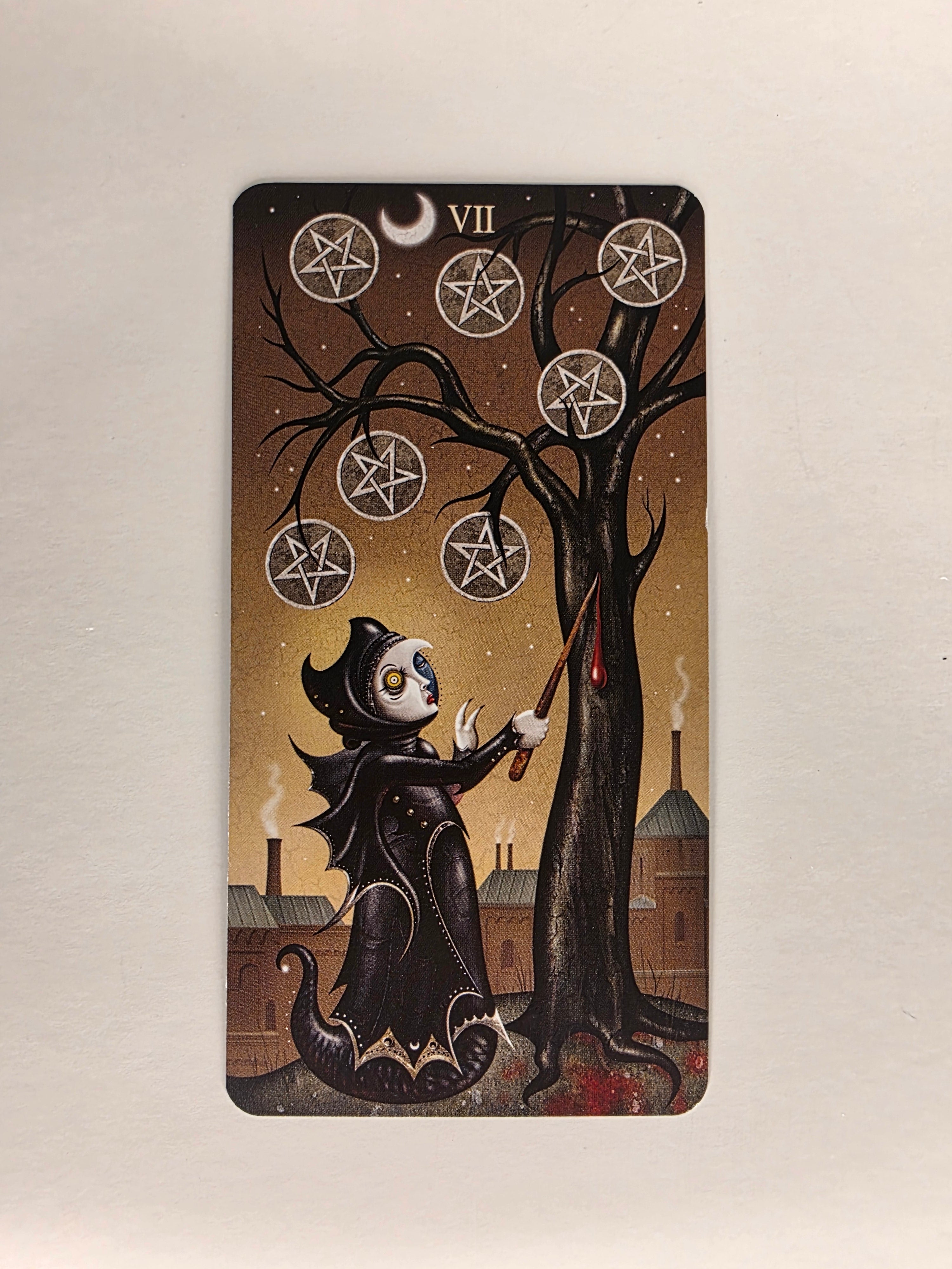 Deviant Moon Tarot Borderless Edition Seven of Pentacles Single Card Replacement