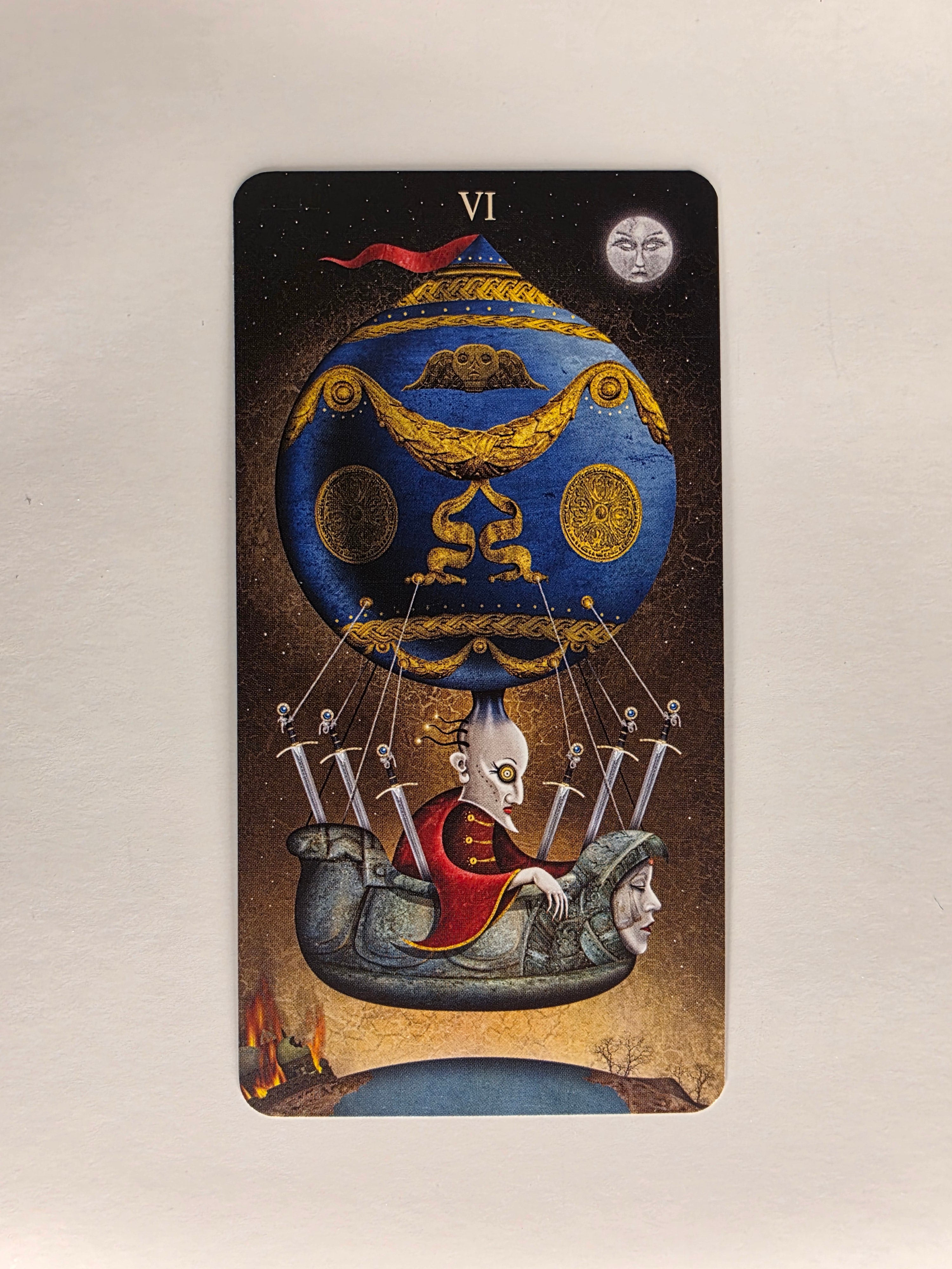 Deviant Moon Tarot Borderless Edition Six of Swords Single Card Replacement