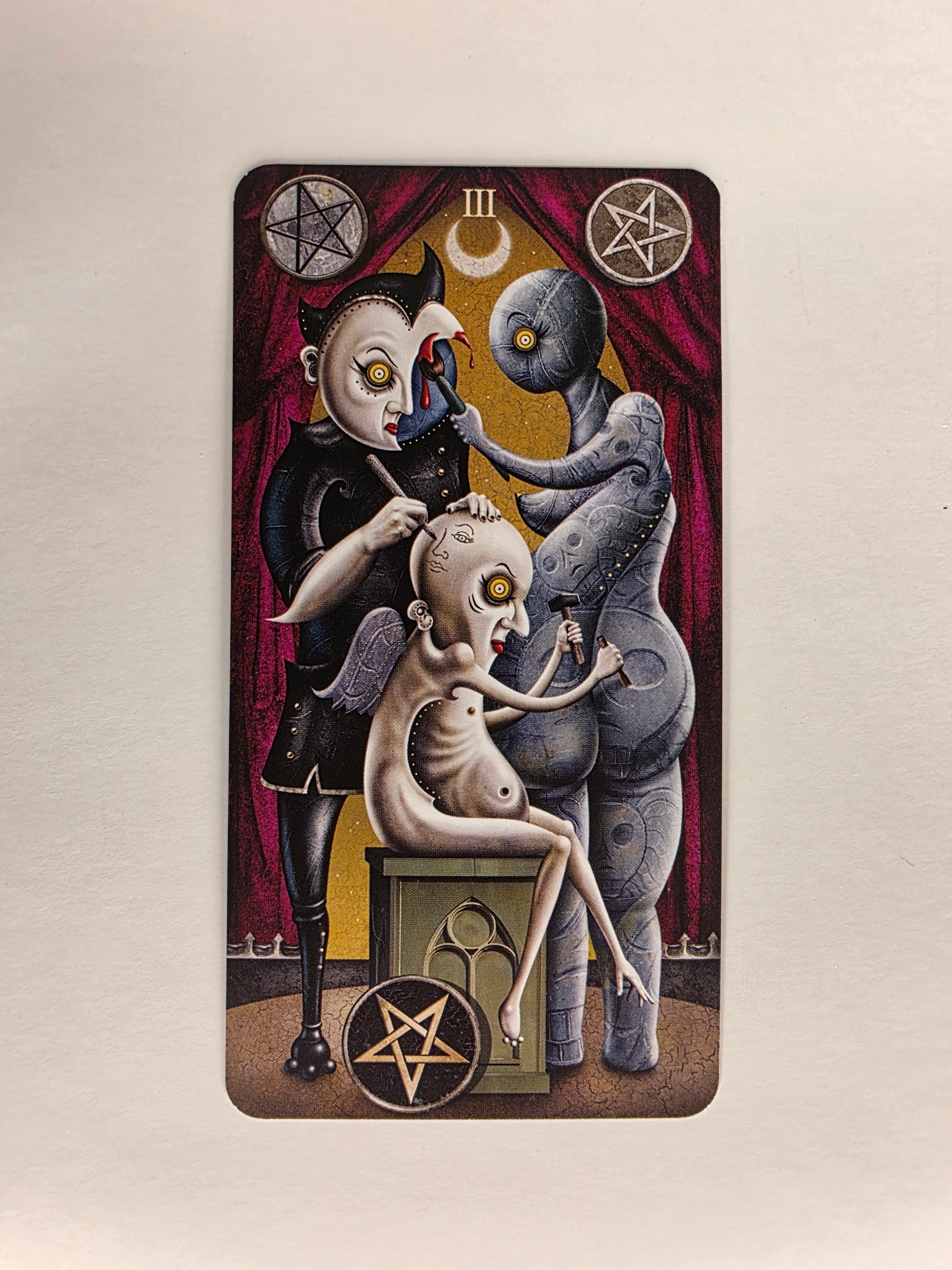 Deviant Moon Tarot Borderless Edition Three of Pentacles Single Card Replacement
