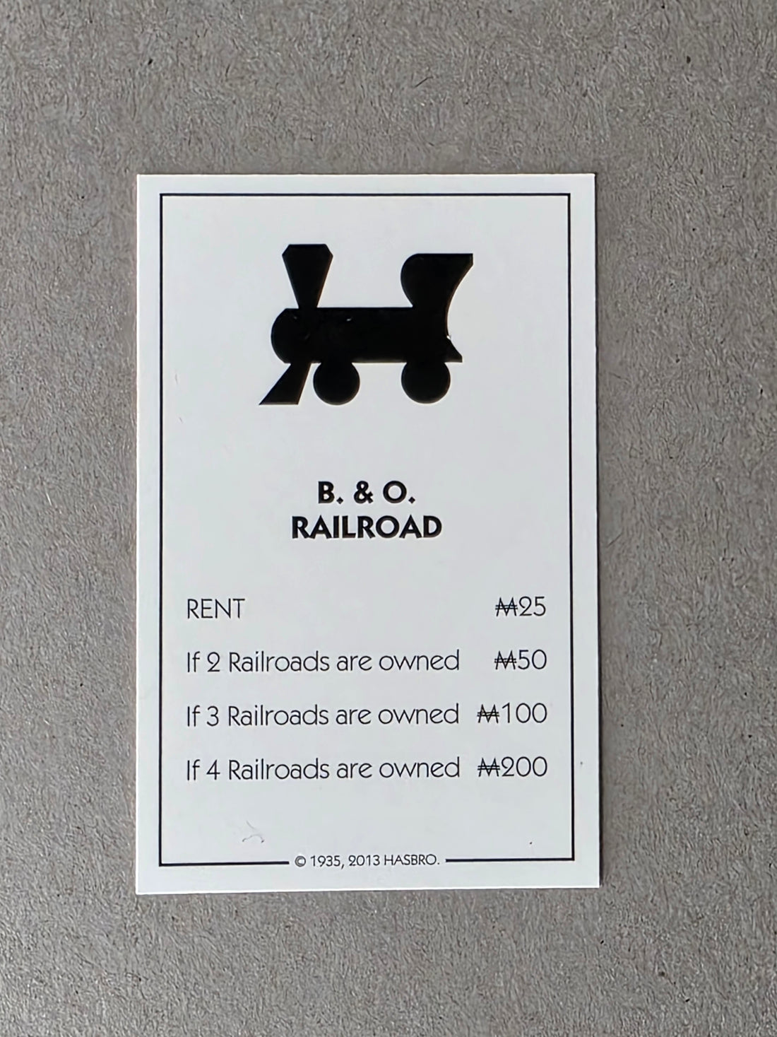 Monopoly B&O Railroad Replacement Property Card