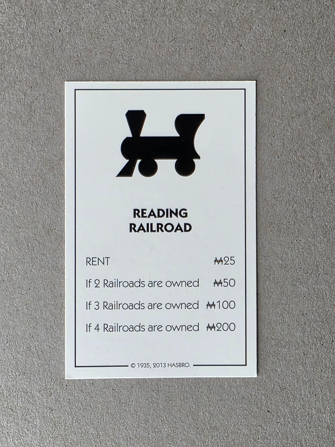 Monopoly Reading Railroad Replacement Property Card