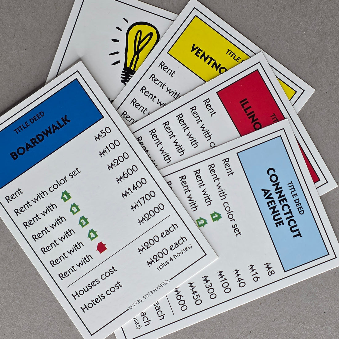 Monopoly Replacement Property Cards