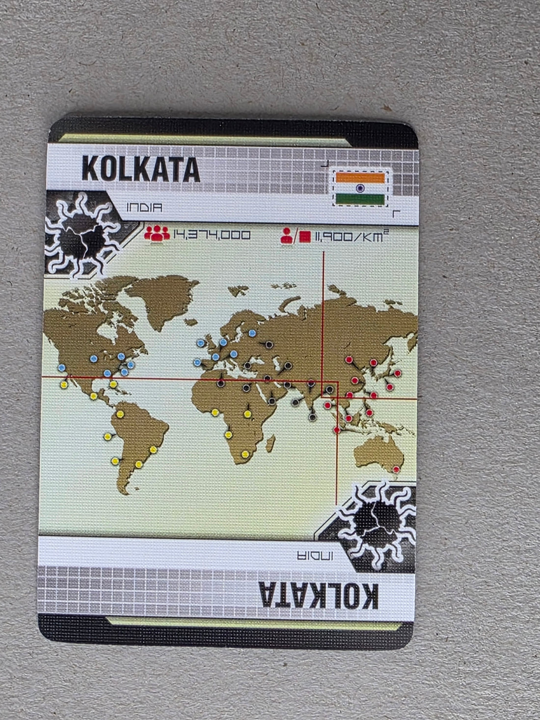 Pandemic Kolkata Player City Card Replacements