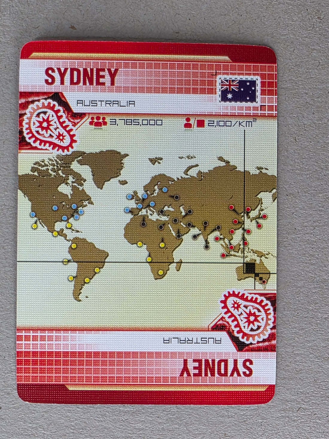 Pandemic Sydney Player City Card Replacements