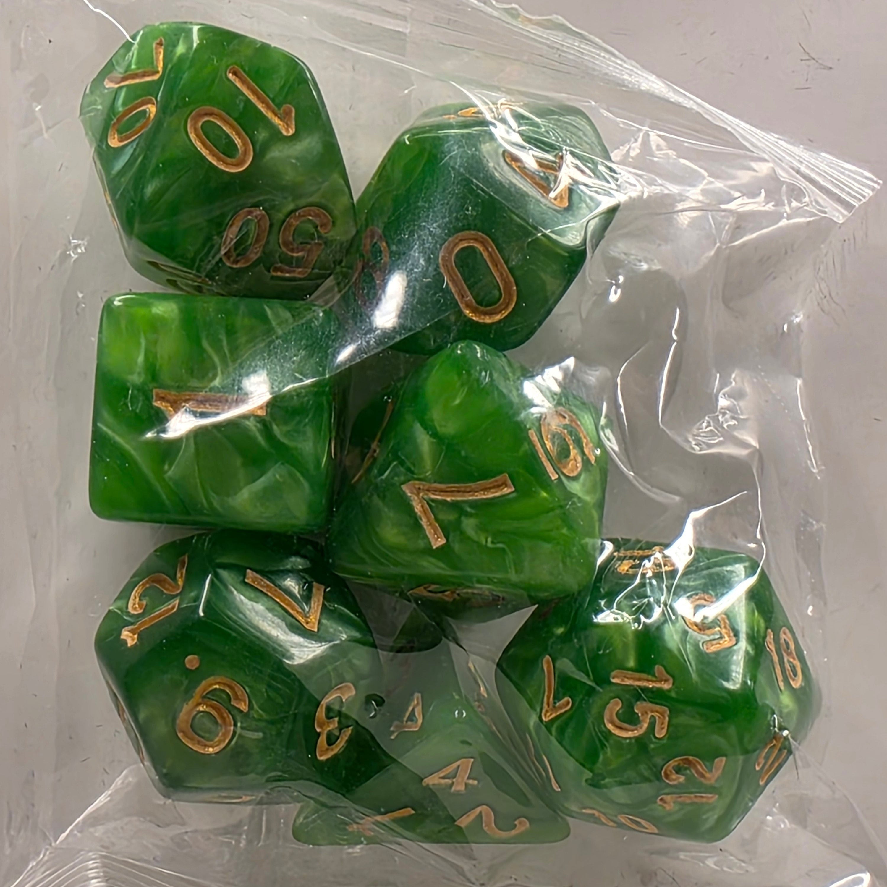 RPG Dice Set – 7 Polyhedral Dice for Tabletop Games - Lime White