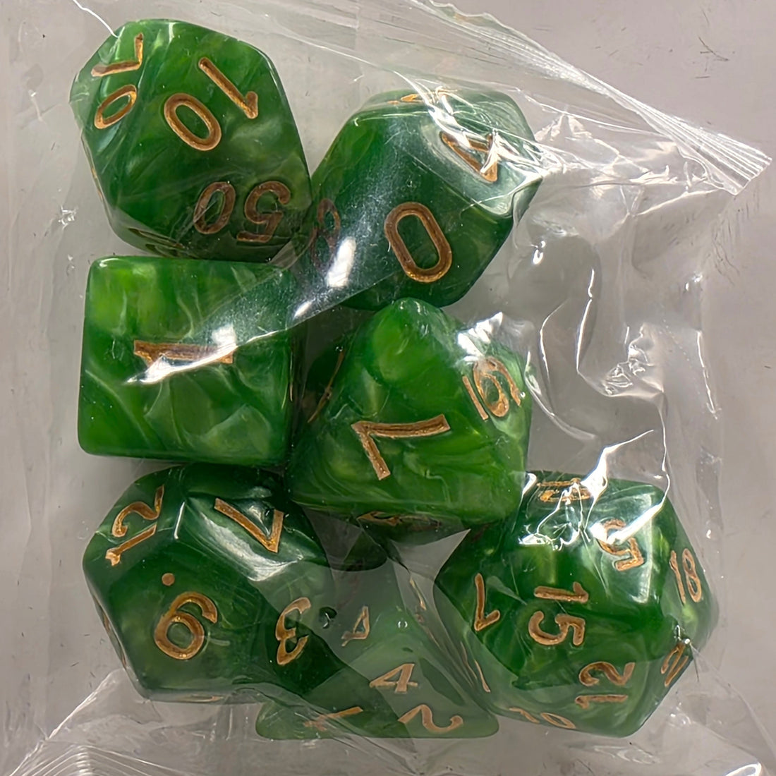 RPG Dice Set – 7 Polyhedral Dice for Tabletop Games - Lime White