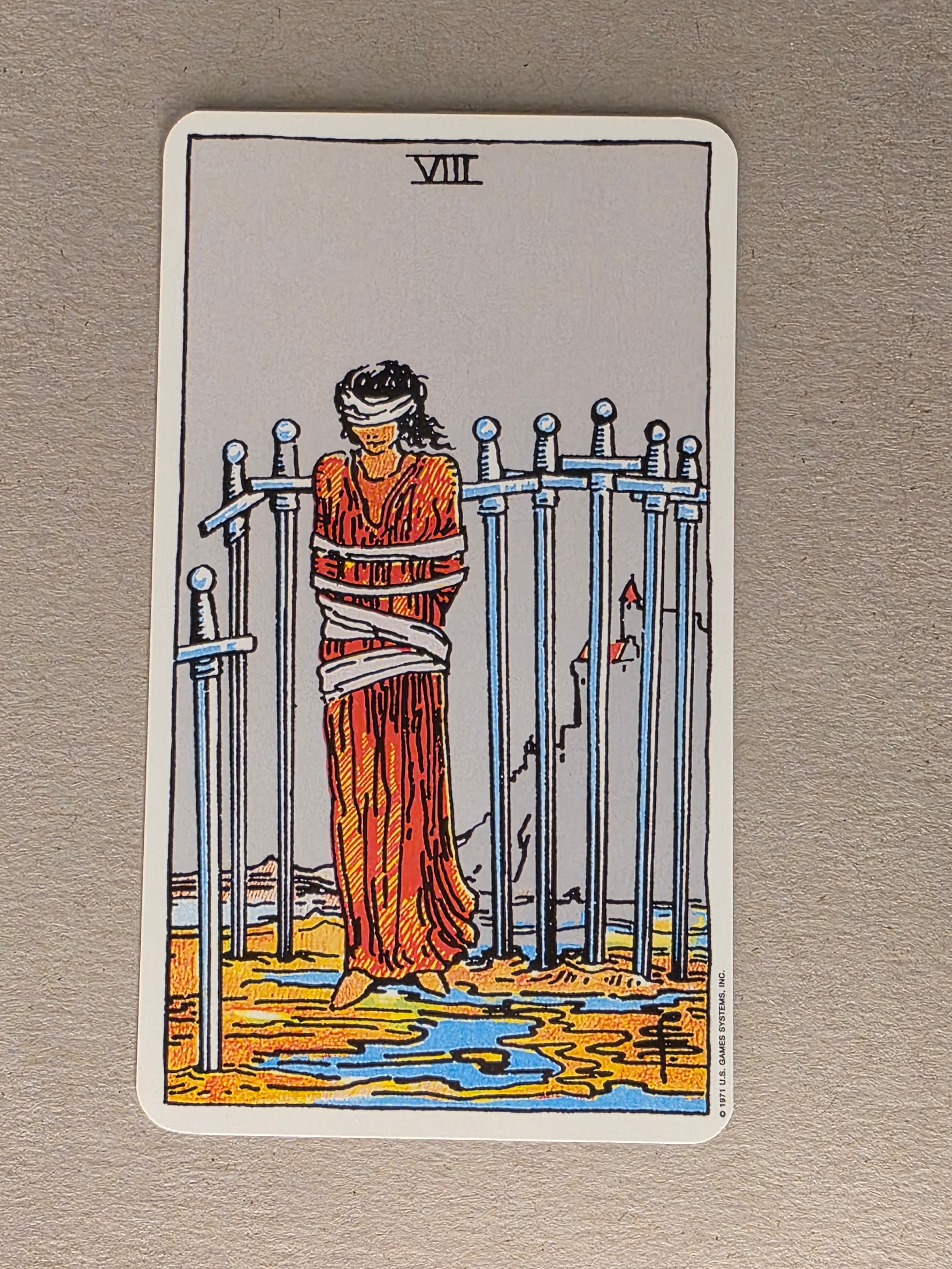 Rider Waite Tarot Eight of Swords Single Card Replacement