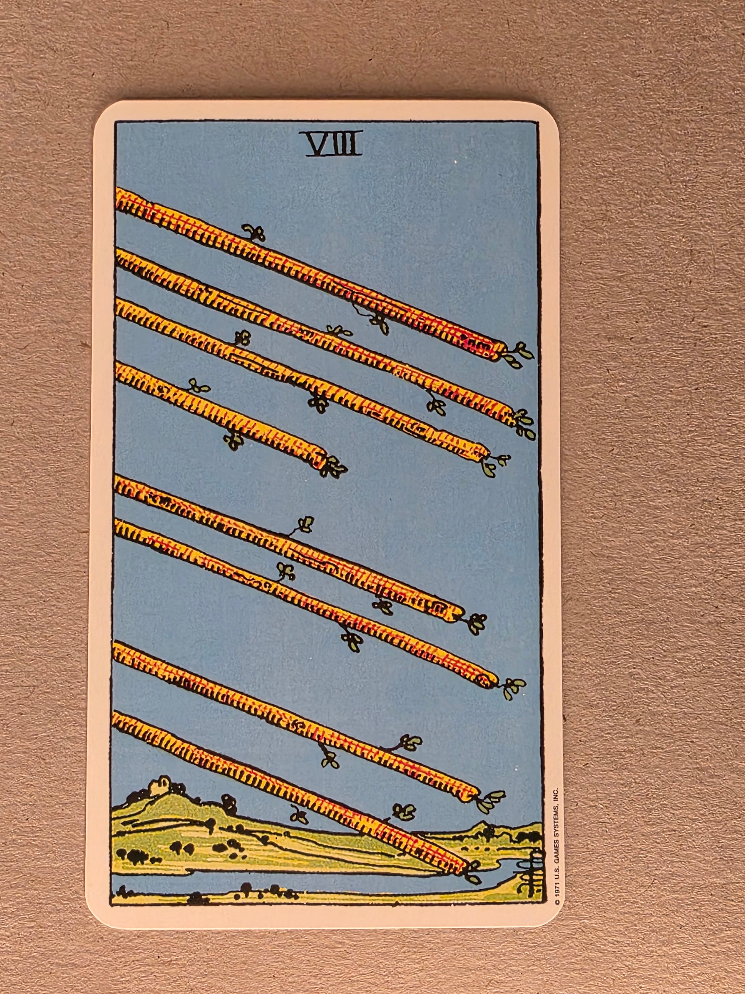 Rider Waite Tarot Eight of Wands Single Card Replacement