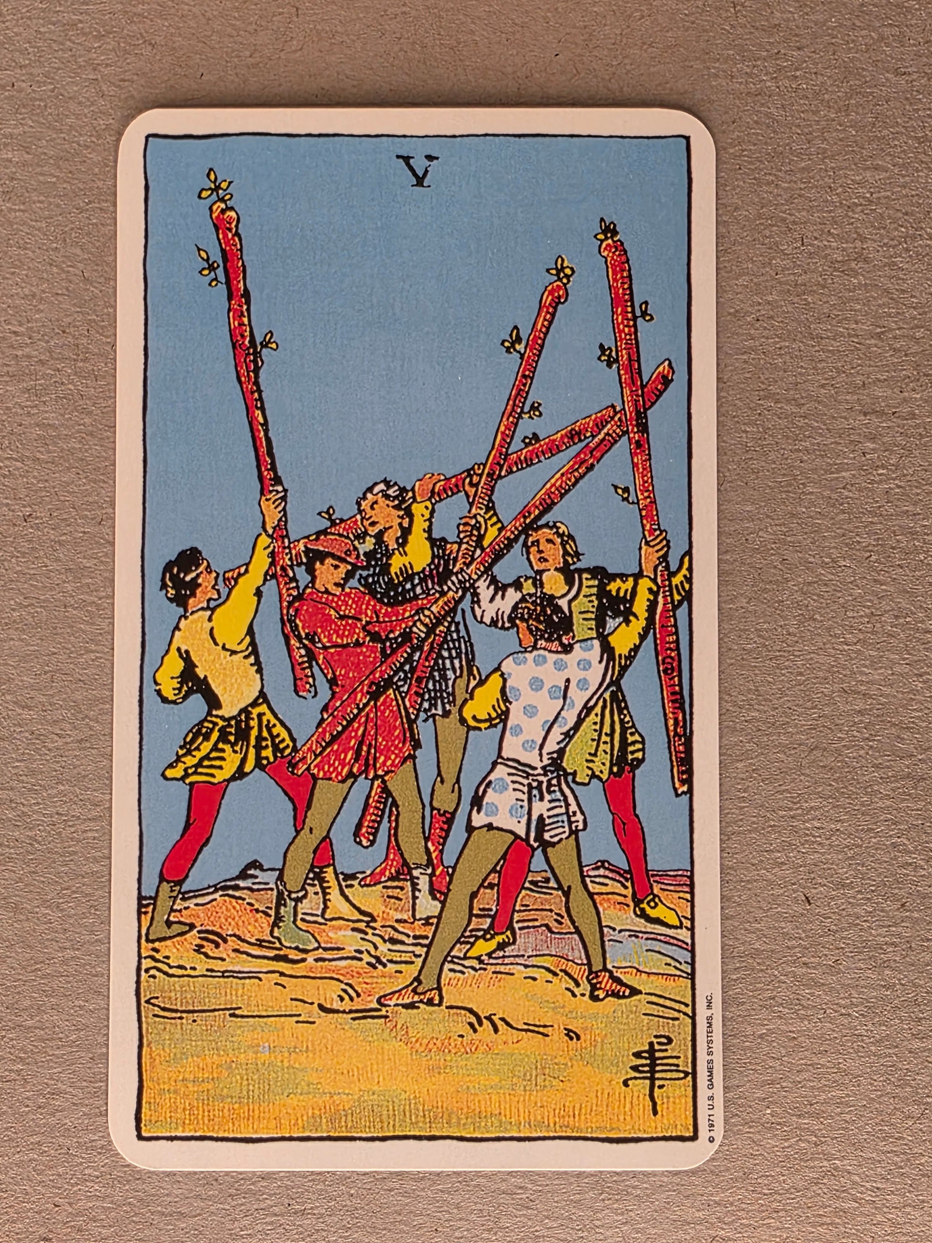 Rider Waite Tarot Five of Wands Single Card Replacement