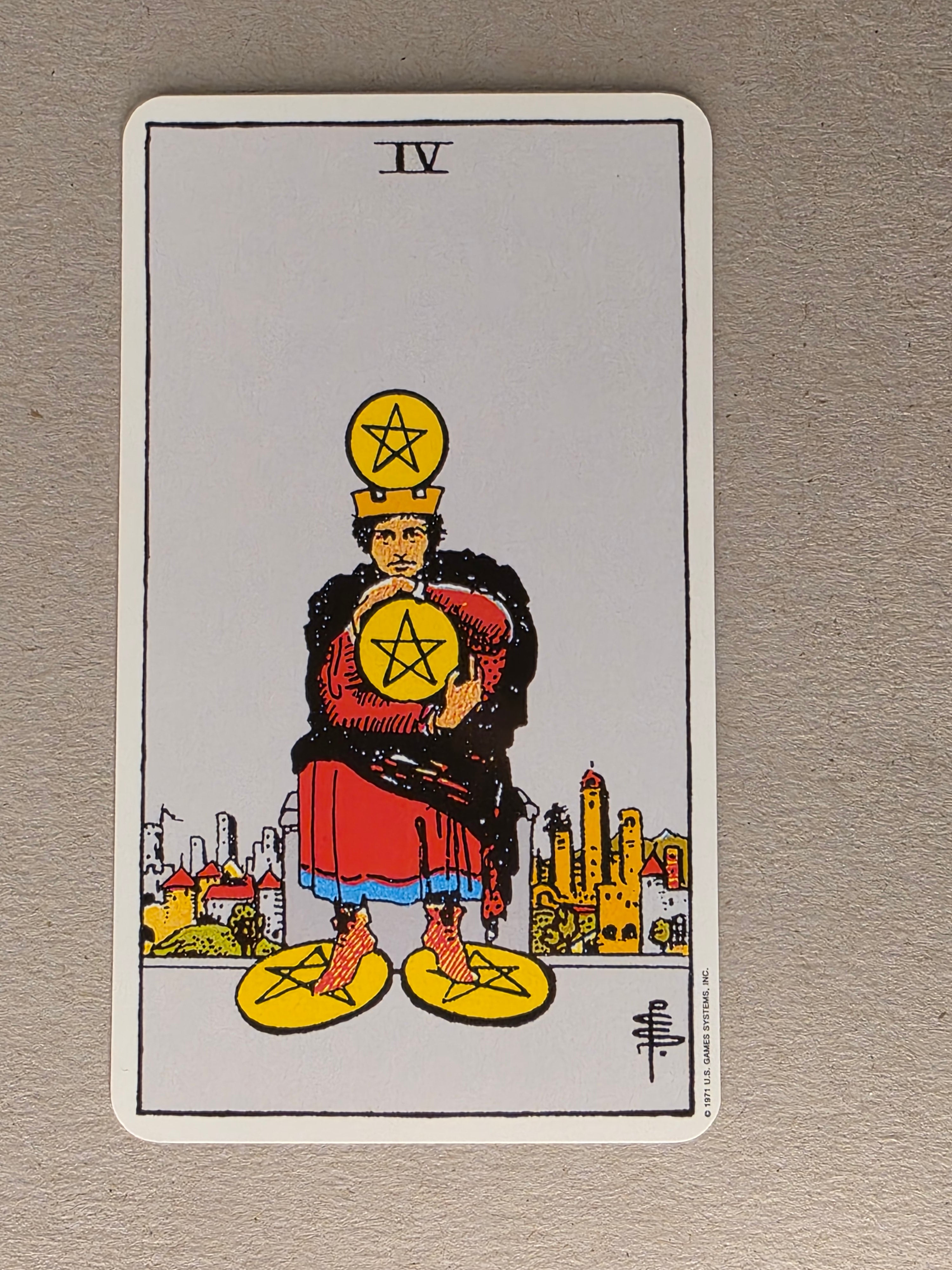 Rider Waite Tarot Four of Pentacles Single Card Replacement