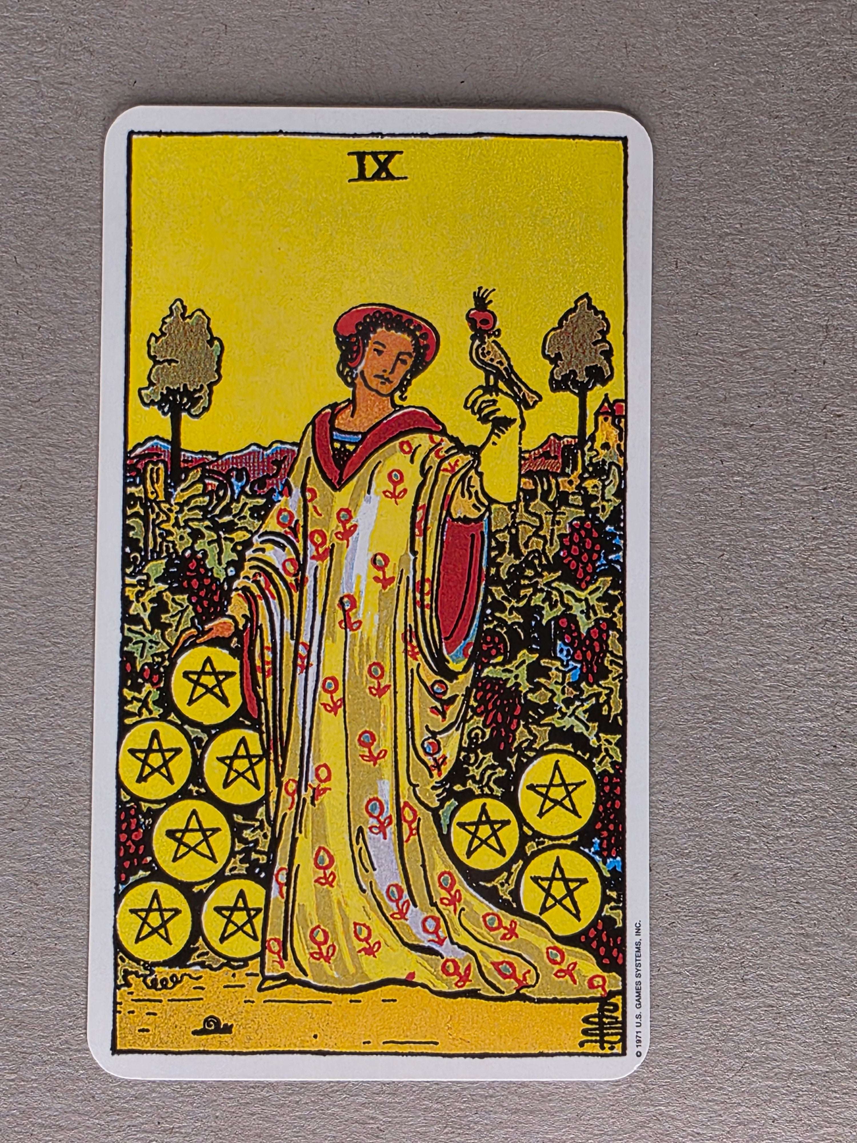 Rider Waite Tarot Nine of Pentacles Single Card Replacement