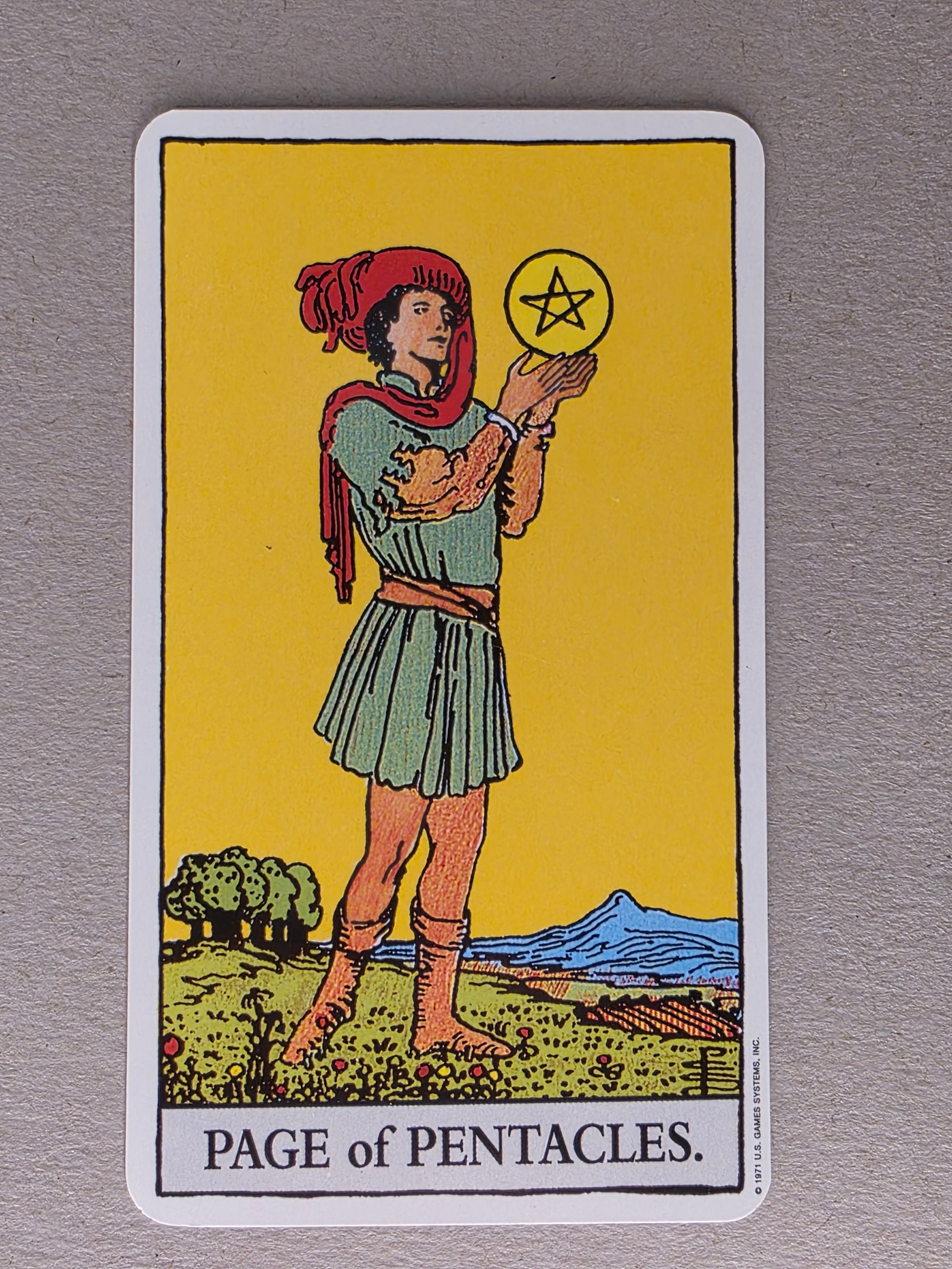 Rider Waite Tarot Page of Pentacles Single Card Replacement