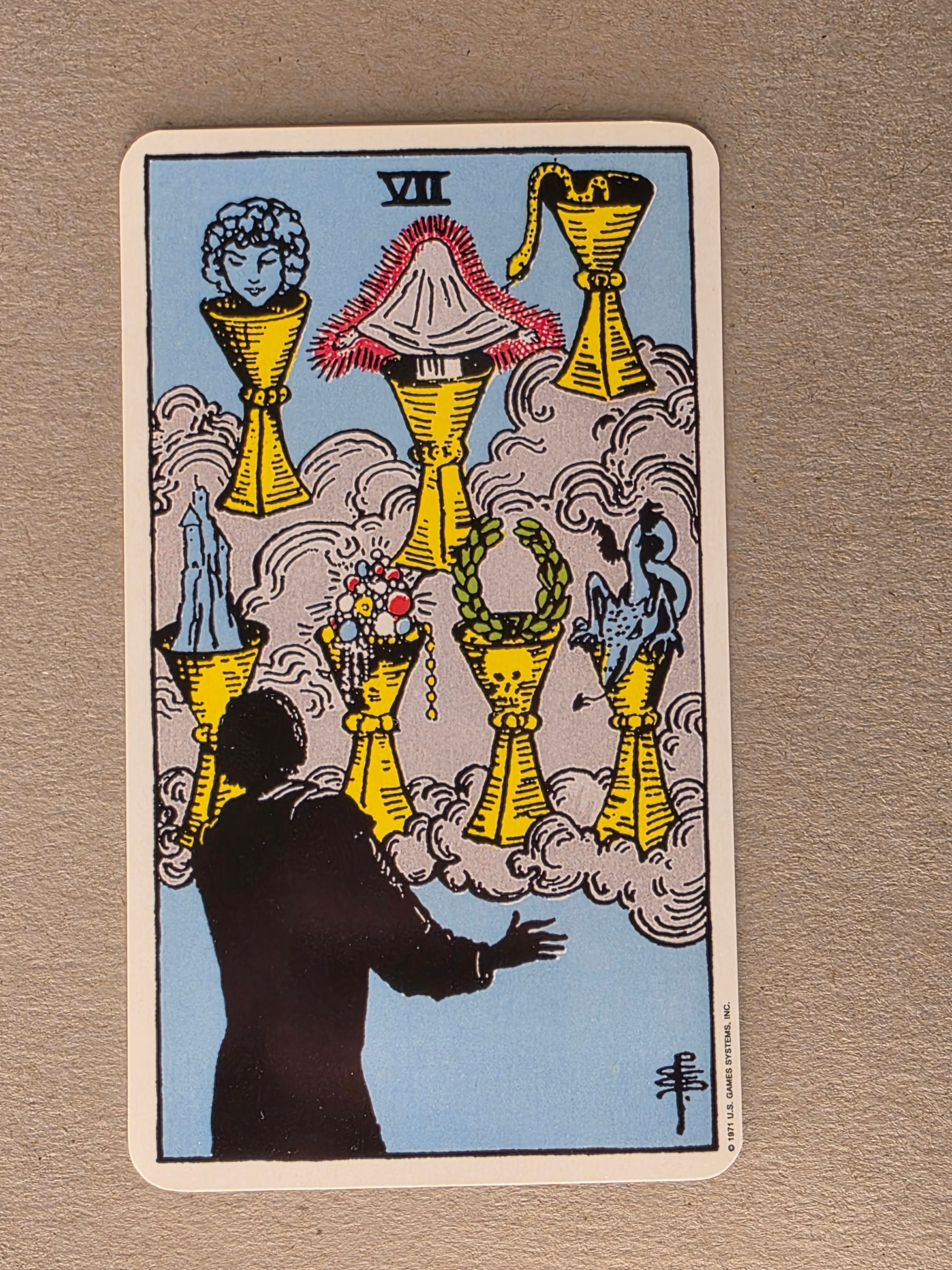 Rider Waite Tarot Seven of Cups Single Card Replacement