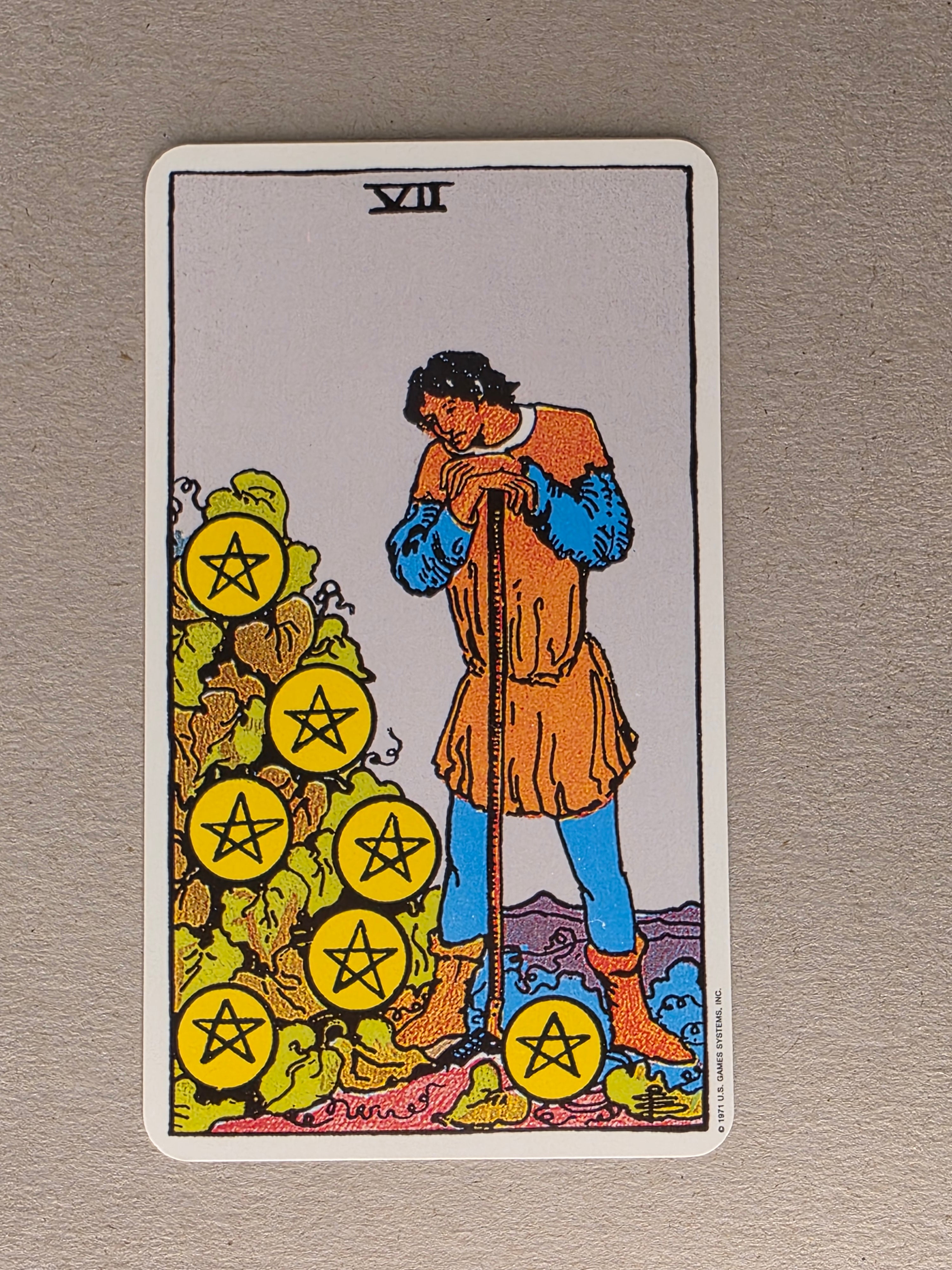 Rider Waite Tarot Seven of Pentacles Single Card Replacement