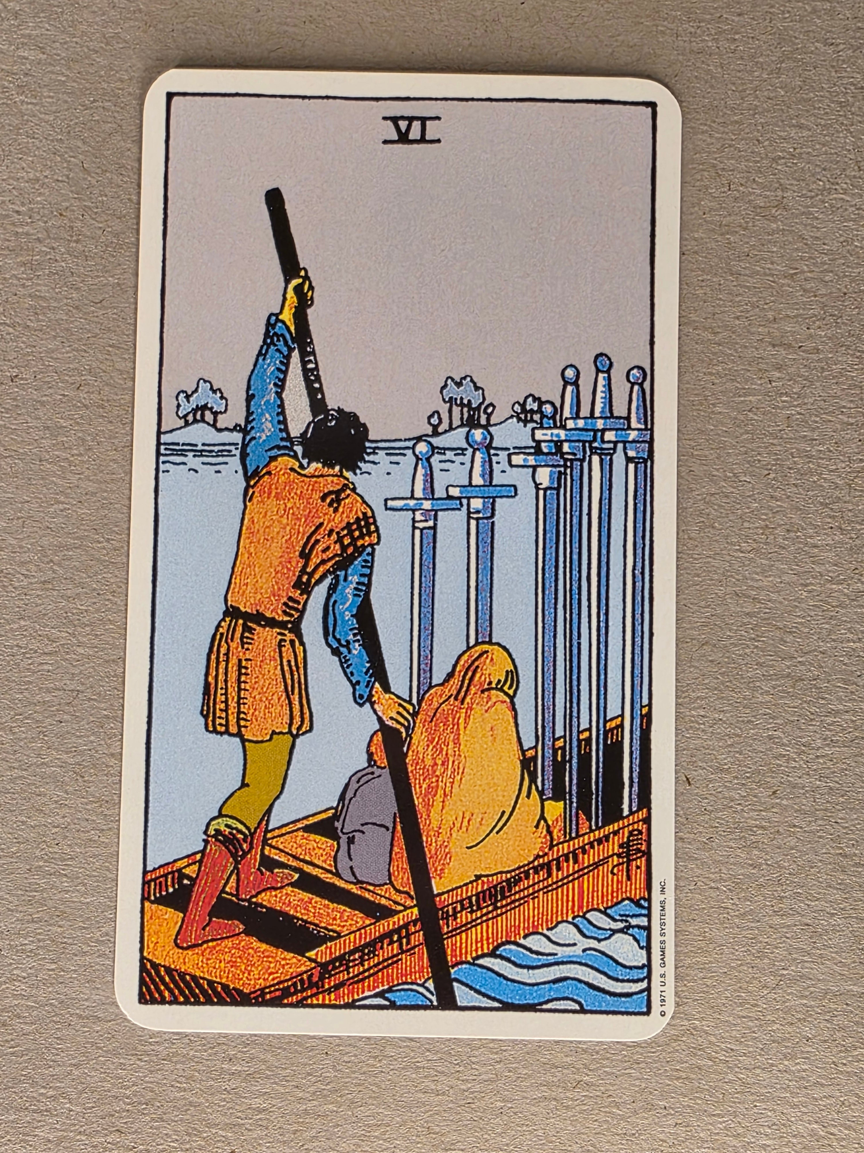 Rider Waite Tarot Six of Swords Single Card Replacement