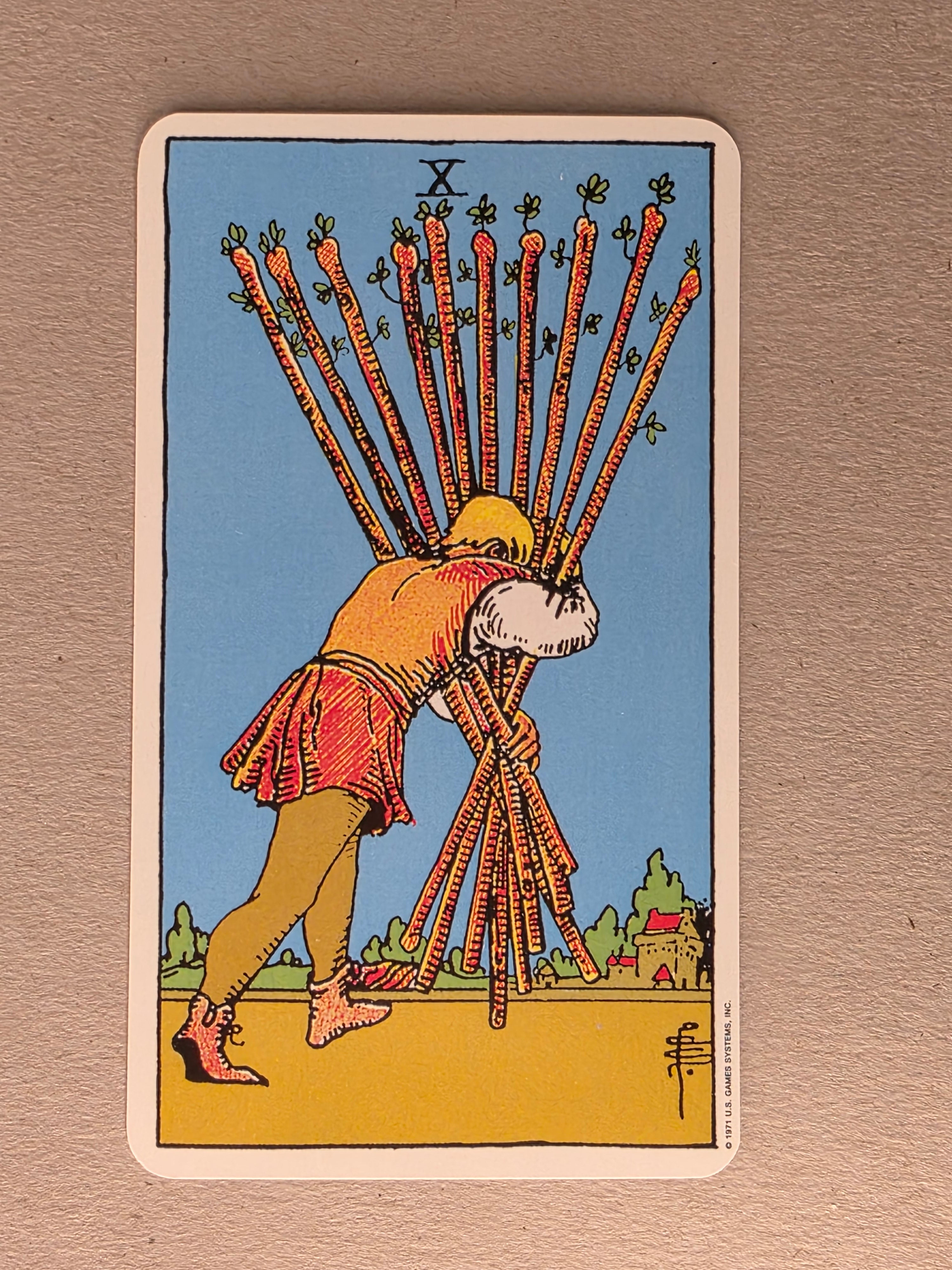 Rider Waite Tarot Ten of Wands Single Card Replacement