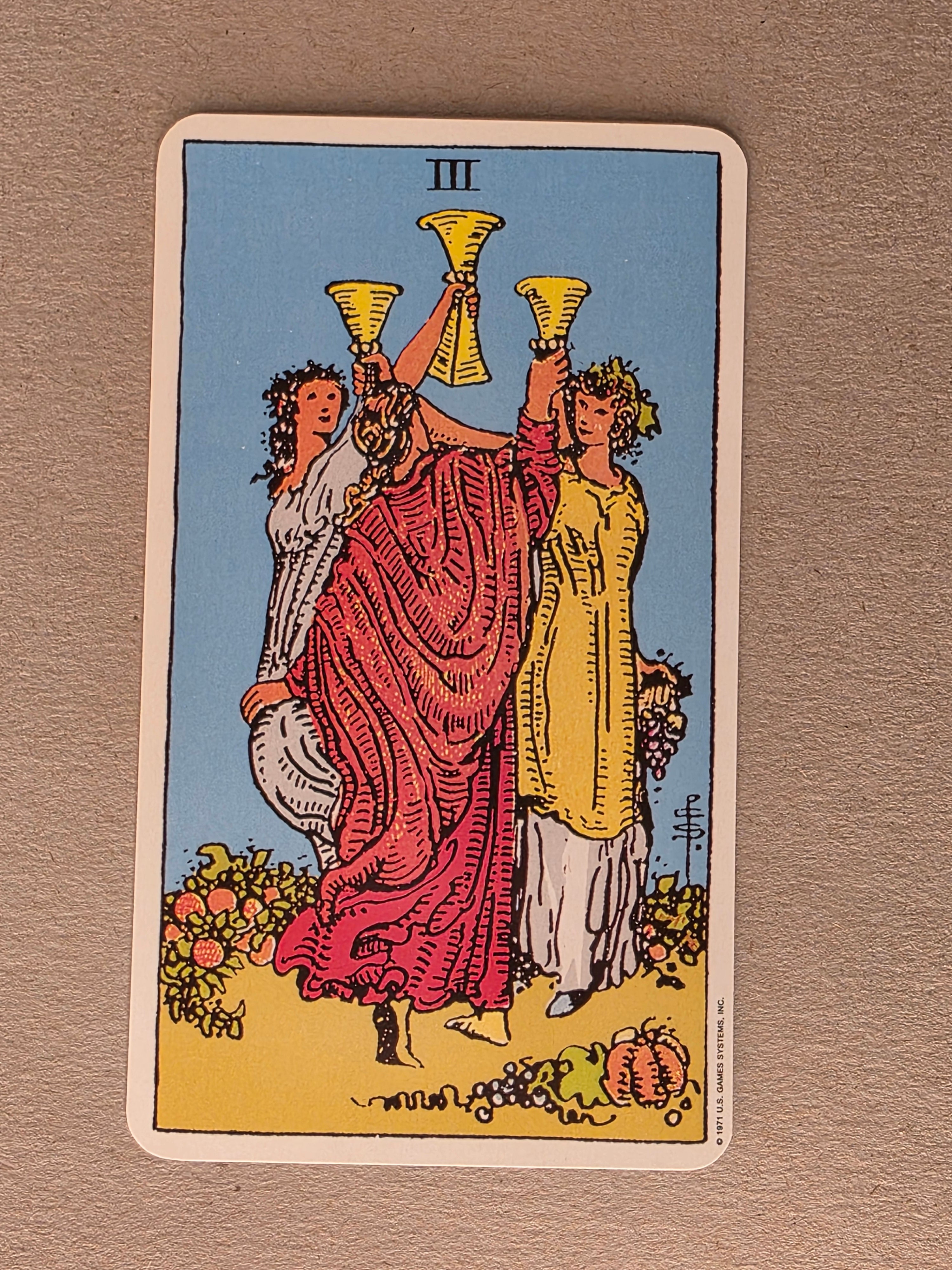 Rider Waite Tarot Three of Cups Single Card Replacement
