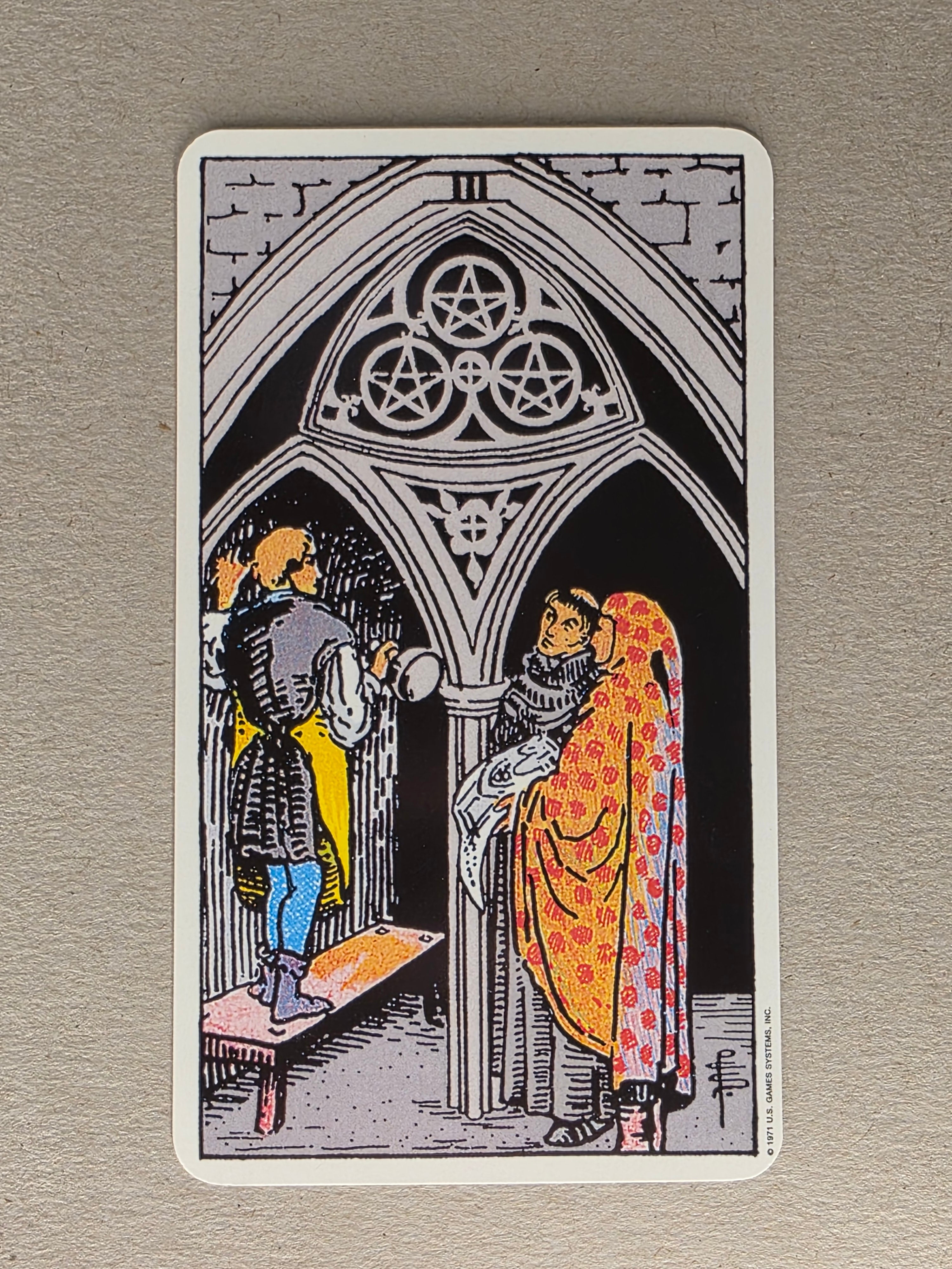 Rider Waite Tarot Three of Pentacles Single Card Replacement