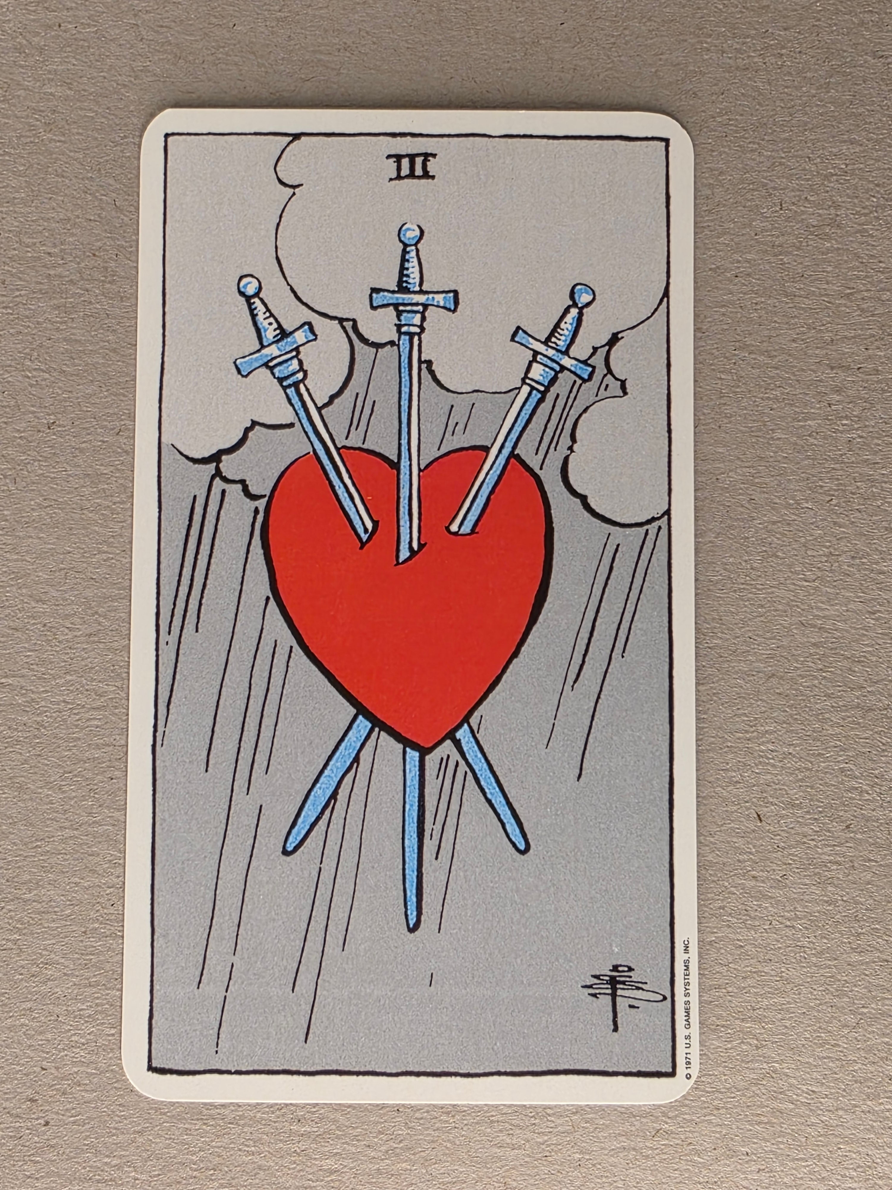 Rider Waite Tarot Three of Swords Single Card Replacement
