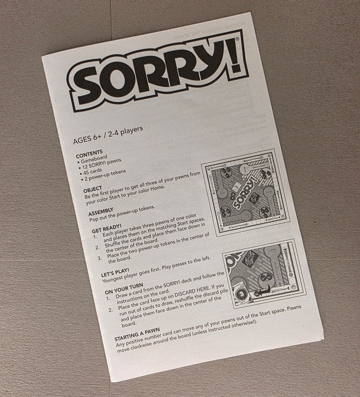 Sorry Rulebook Replacement