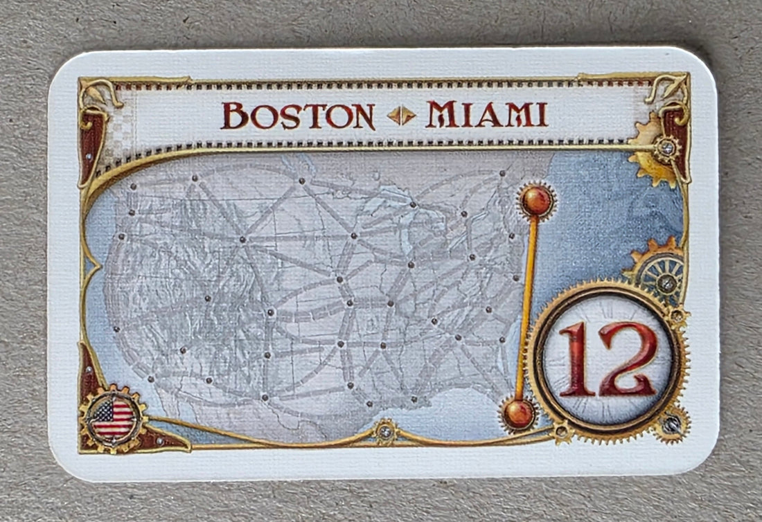 Ticket to Ride Destination Ticket Boston Miami Replacement Card